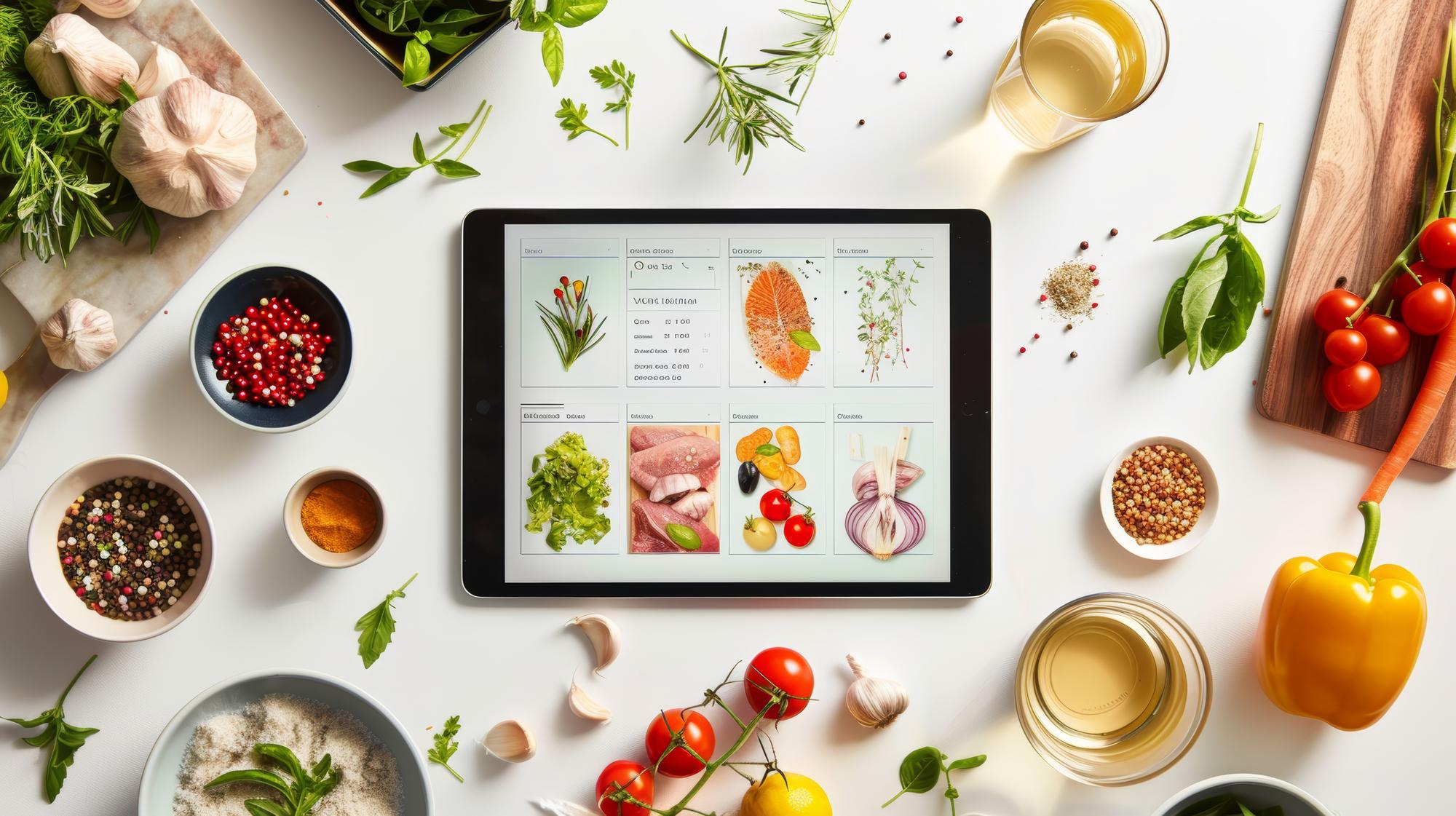 Schermo con app della lezione e ricetta
